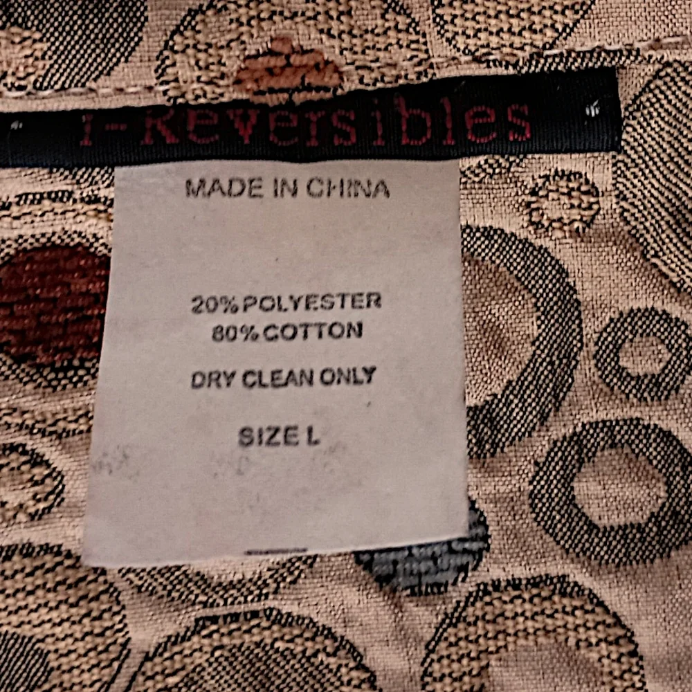 I Reversibles Tapestry Chore Jacket Sz‎ L Boho Damask Utility Boxy Career Button